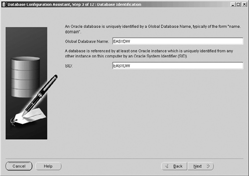 Oracle Database Configuration Assistant—Database Identification