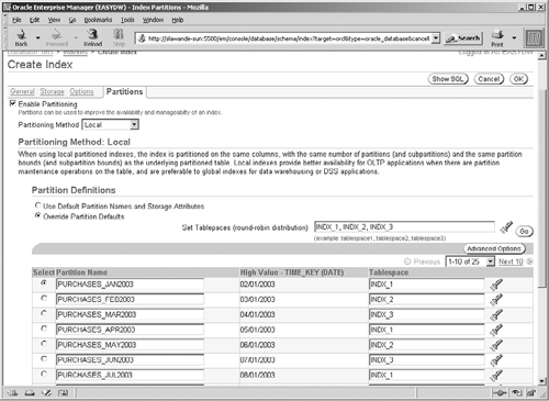 Partitioning an Index