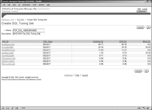 Creating a SQL Tuning Set