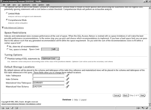 SQL Access Advisor: More Recommendation Options