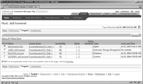 Enterprise Manager Navigating to Host Targets