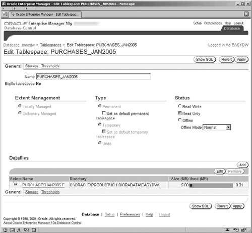 Making a Tablespace Read-Only