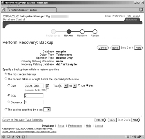 Recovery Configuration