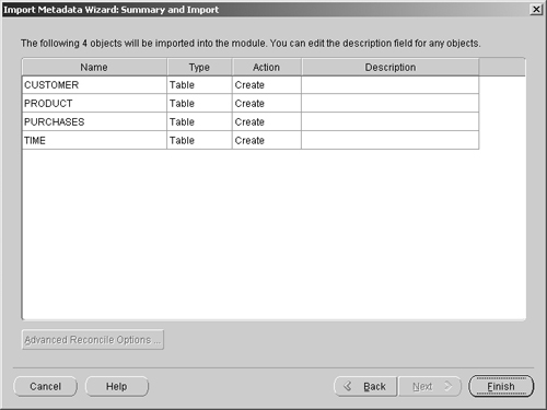 Warehouse Builder—Import a Table