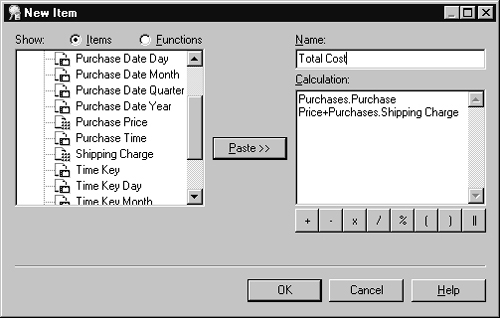 Discoverer Administrator—Creating a Calculated Item