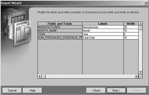 Oracle Reports—Specify the Column Widths