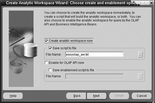 Save Analytic Workspace Creation Script to a File