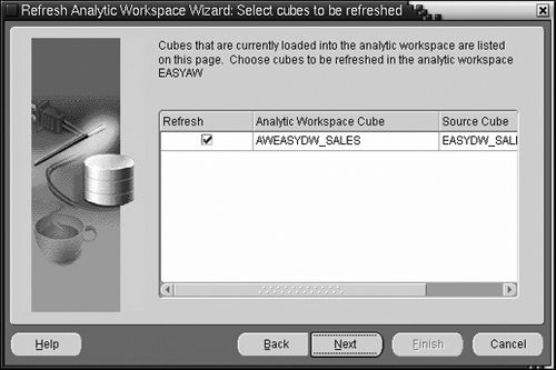 Refreshing an Analytic Workspace—Choosing Cubes