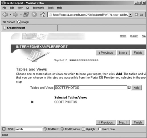 Oracle Portal Reports Wizard Step 3