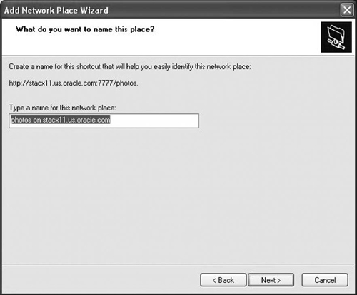 Adding Network Place to Windows Explorer Step 2