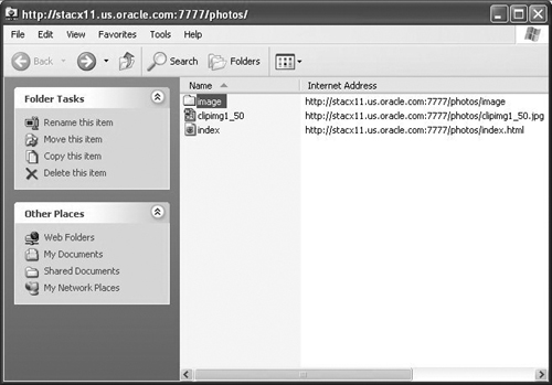 Network placename specificationWebDAVcontainer, browsingBrowsing Oracle Webdav Container