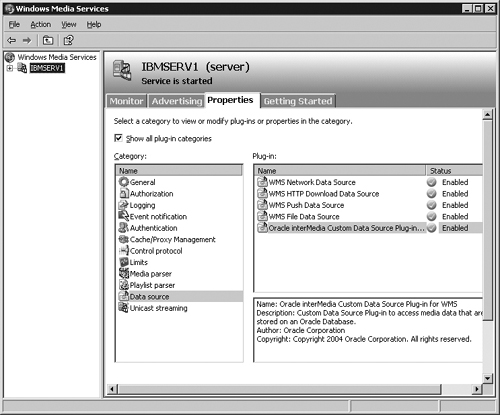 Selecting the Oracle interMedia Custom Data Source