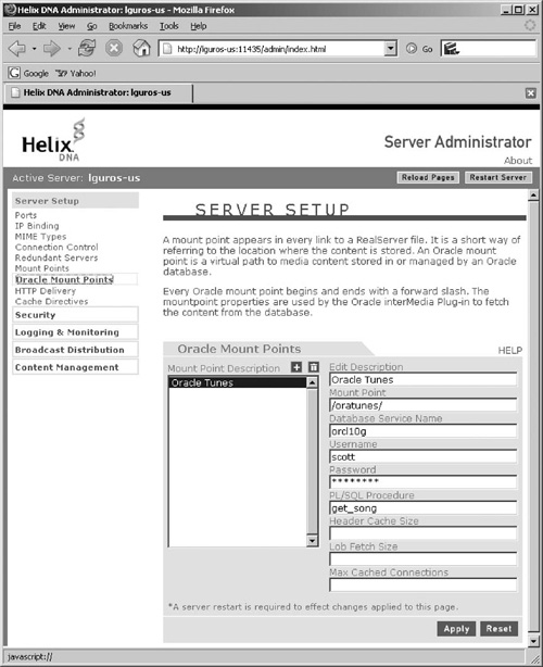 Creating an interMedia Mount Point for Real/Helix Server