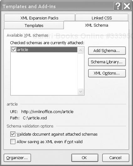 Available XML schemas