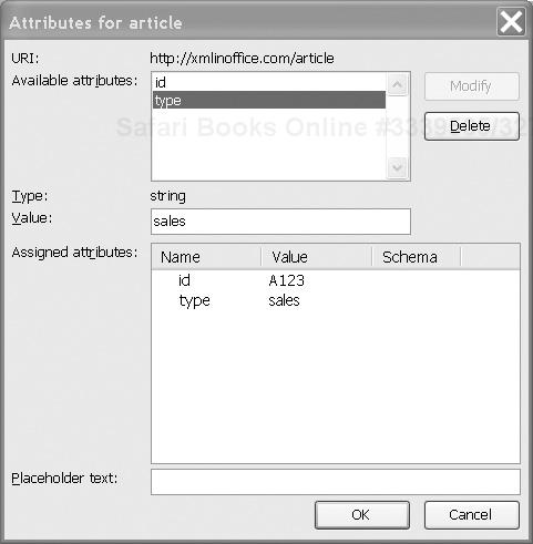 The Attributes dialog