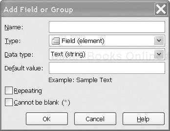 The Add Field or Group dialog