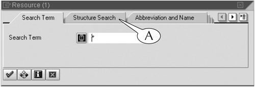 Click the Structure Search tab (A) on a multiple-tab search screen to display a structure search tree for organizational units.