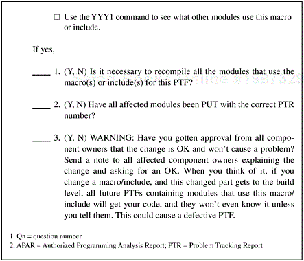 Sample Items from the PTF Checklist