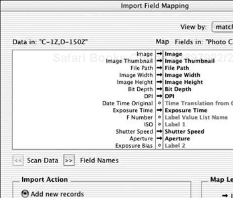 If you’re using a Mac, FileMaker can automatically capture exposure information from your digital camera files.