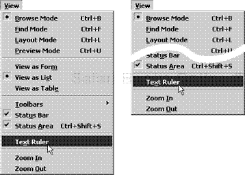 Sometimes the original dialog boxes or deep menus (left) will be snipped in the middle (right) to save space on the printed page.