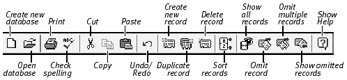 FileMaker’s Standard toolbar looks pretty much the same in Browse, Find, and Preview modes, though different icons are dimmed.