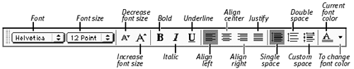 Available in all four modes, the Text Formatting toolbar provides quick access to FileMaker’s major text-related tools.