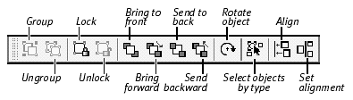 The Arrange toolbar, available only in Layout mode, helps you group and arrange various layout objects.