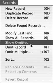 Because omitted records are only hidden, choosing Records > Show Omitted restores them to view.
