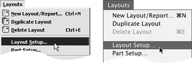 Choose the Layout Setup command from the Layouts menu.