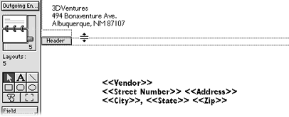After creating a return address for an envelope, drag the double arrow to close up empty space around the return address.
