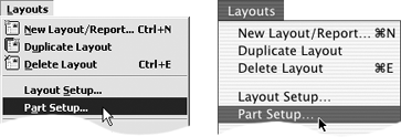 Add a part to your layout by choosing Layouts > Part Setup.