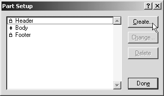 Click Create when the Part Setup dialog box appears.