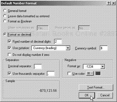 Use the Number Format dialog box to control the appearance of field numbers.
