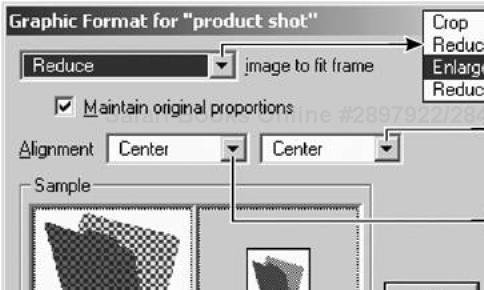 The Graphic Format dialog box’s settings are applied to selected graphics or used to set default graphic settings if no field is selected.