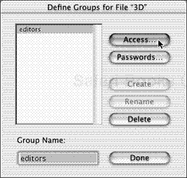 Once a group has been created, click Access to set its rights to the file.