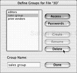 Select a group name in the left-side list and click Delete.