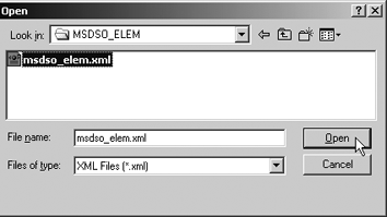 Navigate to where the XML source file is stored, select it, and click Open.
