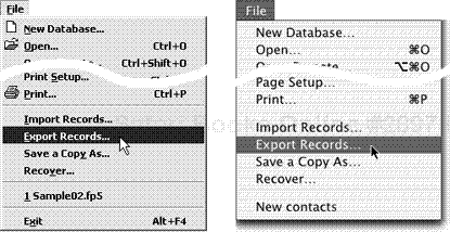 To export FileMaker data as XML, choose File > Export Records.
