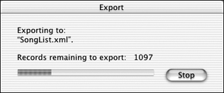 When the export begins, the Export dialog box with a horizontal status bar will appear briefly.