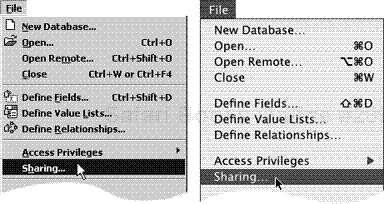 Open the FileMaker file you want to share, then choose File > Sharing.