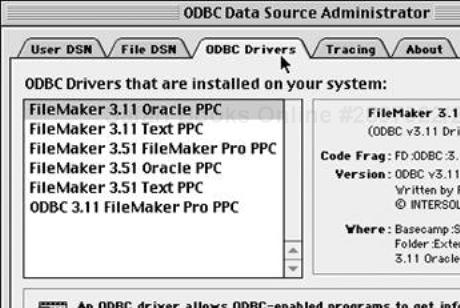 To see which drivers you already have installed, just click the Drivers (Windows) or ODBC Drivers (Mac) tab in the ODBC Data Source Administrator dialog box.