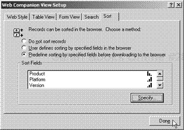 After you’ve set the sort, click Done to close the setup dialog box.