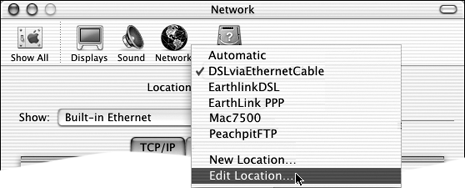 Click the Location pop-up menu and choose Edit Location.