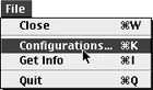 After you’ve opened the TCP/IP control panel, choose File > Configurations.