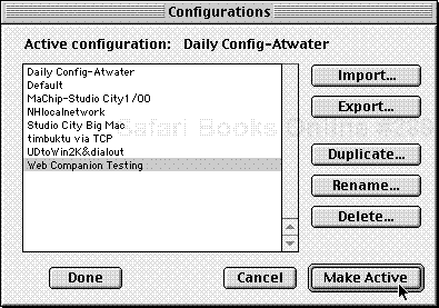 When the Configurations dialog box reappears, select Web Companion Testing and click Make Active.