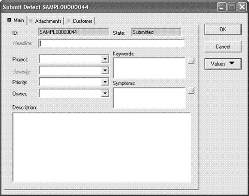 Submit Defect form