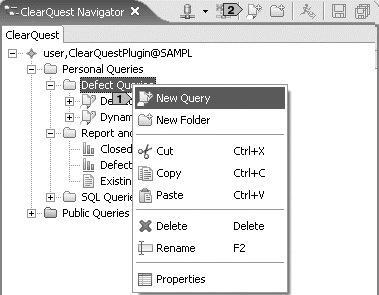 New Query context menu