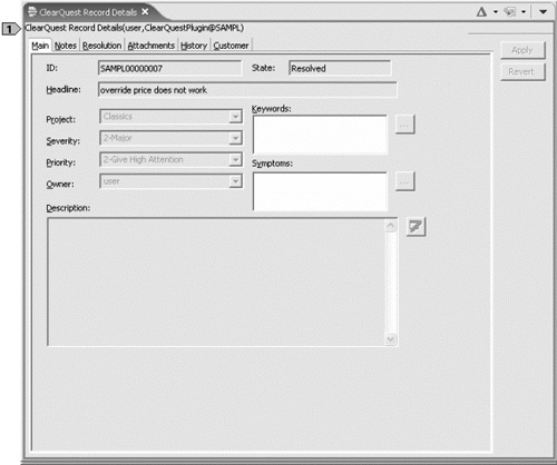 ClearQuest Record Details view