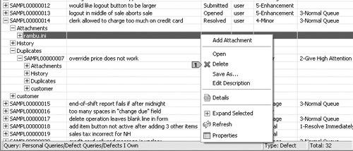 Deleting an attachment