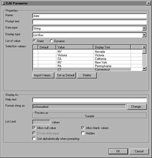 Labels for state values